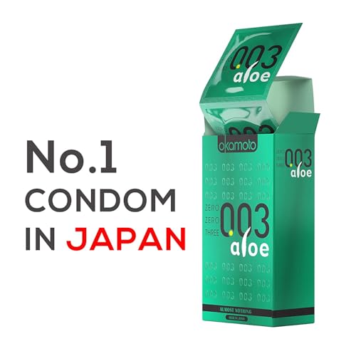 Image of Okamoto 003 Japan's Best Aloe Condoms | Only Natural Water Based Lube Condom in India |Thinnest Premium Condoms for Men - Made In Japan | 0.03 mm thin Extra Lubricated | Pack of 2 | 20s Condoms