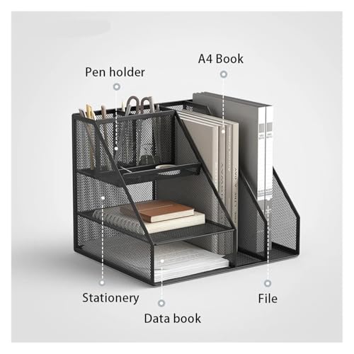 Organiseur de bureau bac à courrier blanc porte-documents de table - 3