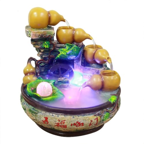 Fontaine de bureau zen ronde pour salon et bureau avec écoulement d'eau