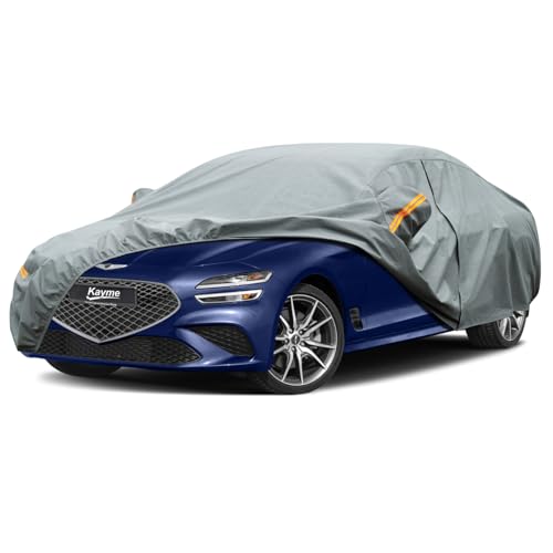 Kayme Heavy Duty Car Cover Custom Fit Genesis G70 Waterproof All Weather for Automobiles, Full Exterior Covers Sun Rain UV Protection.(Deliver About