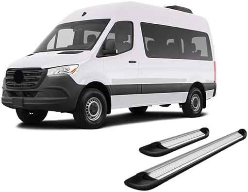 Miniatura 3 de Black Horse Transporter - Estribos plateados compatibles con Dodge Sprinter 25003500 07-16 Sprinter 2500350019-23 Benz Sprinter 1500450010-23 Benz