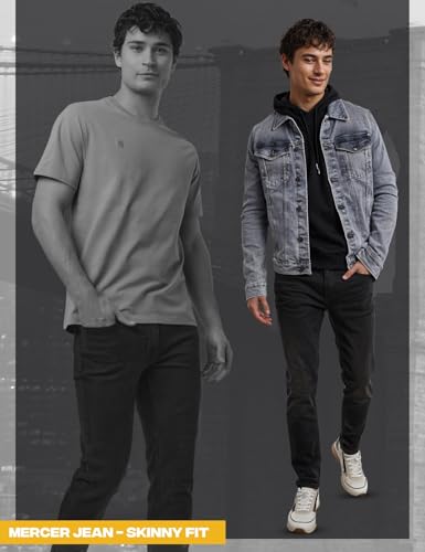 Image of DKNY Mercer Men's Skinny Jeans - Premium Stretch Denim Pants with Classic 5 Pocket Design | Skinny Fit Stretch Jeans for Men