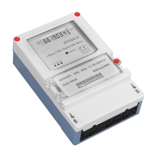 UTTASU Contador de corriente digital con pantalla LCD para corriente alterna trifásica, 3 x 230/400 V, 100 A, con montaje en pared, para edificios residenciales y aplicaciones comerciales ligeras