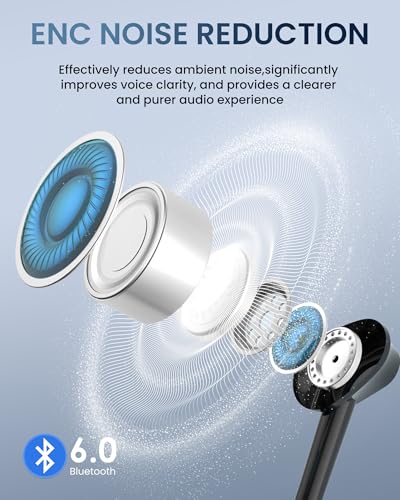 Auriculares magnéticos con cancelación de ruido Bluetooth 6.0 y asistente de voz 3