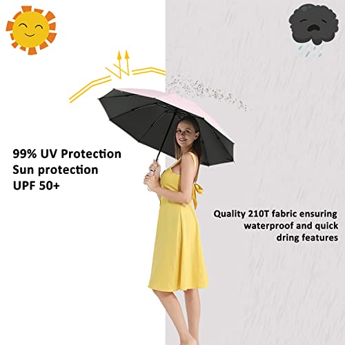Image of BAODINI Inverted UV Umbrella for Rain and Sun Medium Size UPF 50+ Rverse Compact Umbrella Auto Open Close