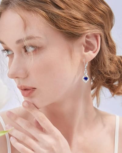 Infinity Birthstone Dangle Leverback Earrings 925 Sterling Silver Birthday Mothers Day Anniversary Christmas Earrings Jewelry for Women2
