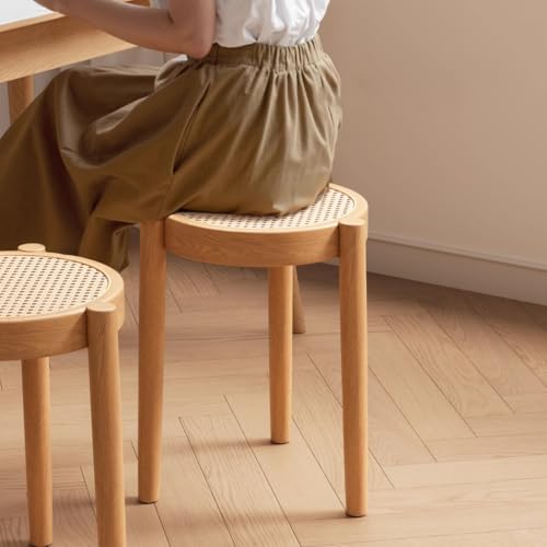 Taburete apilable de madera, sillas portátiles sin respaldo para escuelas y bares, taburetes apilables con parte superior redonda para comedor e isla de cocina - imagen 3