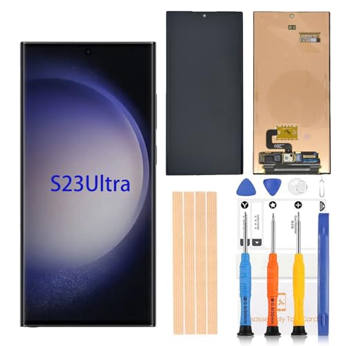 Curved Display Soft LTPO AMOLED for Samsung Galaxy S23 Ultra LCD Screen Replacement 6.81 Inch 120Hz Dynamic AMOLED 2X Display with Frame Touch Digitizer Protective Film