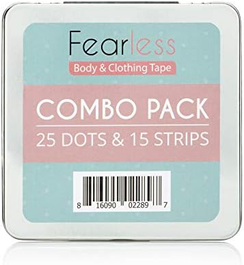 Fearless Double Sided Tape - Combo Pack of Dots and Strips for Fashion, Clothing & Body | All Day Strength & Superior Adhesive Grip Yet Gentle on Skin & Fabrics | Transparent Tape for All Skin Tones