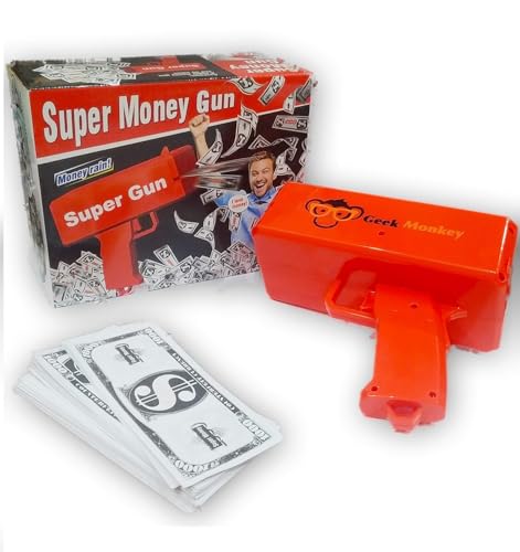 Image of Super Indian Money Gun Cash Cannon for Punjabi Wedding, Parties and Fun Includes 50 Fake Dollars | Pack of 1, for Kids, Toddlers