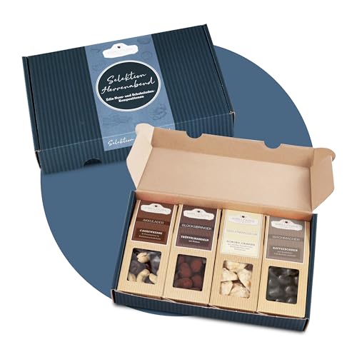 WELLNUSS Geschenkset für Männer Herrenabend Best of Chocolate 4 x 60g edle Nuss-Schoko-Snacks im Geschenkkarton Premium Geschenkidee für Mann Freund