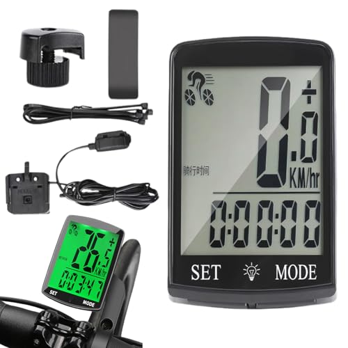 Cuentakilómetros para bicicletas: velocímetro abdominal y cuentakilómetros de bicicleta para bicicletas luminosas impermeables para bicicleta de bicicleta con cable para bicicleta de montaña
