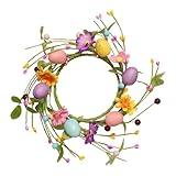 Design d'anneaux de bougies de Pâques : fonctionne parfaitement comme anneaux de bougie de Pâques et anneaux de bougie œufs de Pâques, avec des œufs mouchetés et des fleurs artificielles qui rehaussent les bougeoirs d'œufs de Pâques avec de charmants détails printaniers