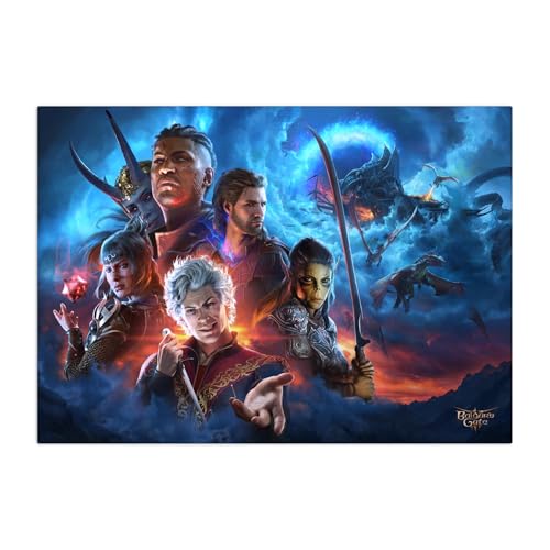 Displate Offiziell Dungeons and Dragons MetallPoster Magnetische Befestigung Inklusive Lizenziert Bilder Hochwertiges Poster Baldurs Gate III Key Arts Baldurs Gate 3 Key Art 67.5 cm x 48 cm