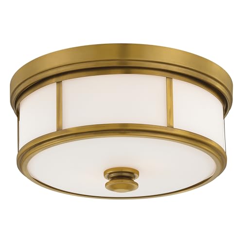 Minka Lavery 4365-249 Harbour Point Glass Flush Mount Ceiling Light, 2-Light, 120 Watts, Brass (7