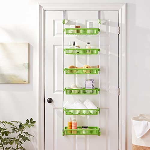 Household Essentials 6-Tier Basket Over-The-Door Organizer, Lime Household Essentials 6-Tier Basket Over-The-Door Organizer, Lime