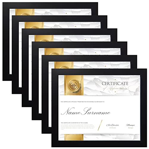 SESEAT 8.5 x 11 Frame Certificate Document Frame Set of 6, Diploma Frame for Wall and Tabletop, Black