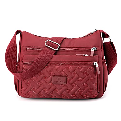 Generic Bolsas de ombro femininas de nylon com vários bolsos bolsa transversal feminina de viagem, V
