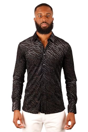 Barabas Men's See Through Floral Long Sleeve Button Down Shirt 3SVL27