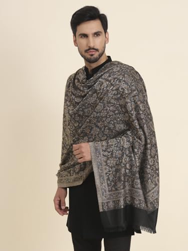 Image of Zamour Faux Pashmina Soft Jamawar Woven Jacquard Shawl for Men