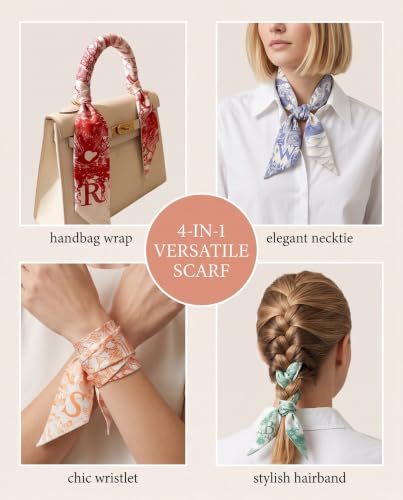 TOZBLEU 10 PCS Foulard Soie Étroit pour Femmes, Foulard en Satin Doux pour Cheveux et Sac, Lot de Foulards Bandana Élégants, Accessoire Polyvalent pour Cou, Tête et Poignée de Sac à Main – vue 4