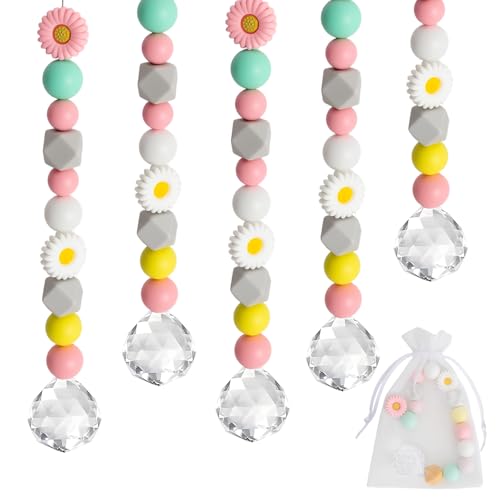 5 Pezzi Acchiappasole Cristallo Kit DIY Acchiappa Sole - Suncatcher Pendenti Cristallo da Appendere Decorazione per Finestra Balcone Giardino e Casa