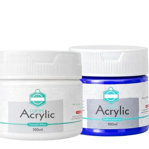 Image of Acrylic Paint 100ml for Artist & Craft Painting Colour Smooth Finish Art Paint Perfect for Canvas Wood - Blue & White - Pack of 2