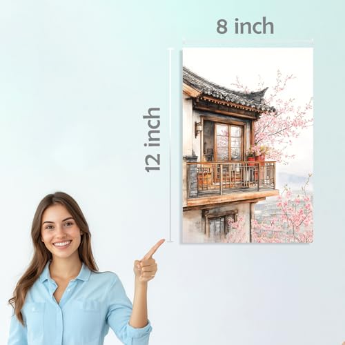 Image of SiddArtify Asian Architecture Wall Art Prints Set - Watercolor Building Poster Decor for Living Room Bedroom Office - 8x12 Sticker Pack of 6