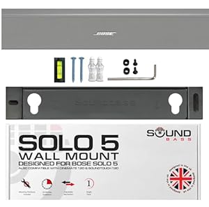 Sound bass Solo 5 Wall Mount Bracket for Bose Solo5 Soundbar, Compatible with Solo Soundbar 2 Sound Bar Series II, Complete Kit with All Mounting Hardware, UK Design