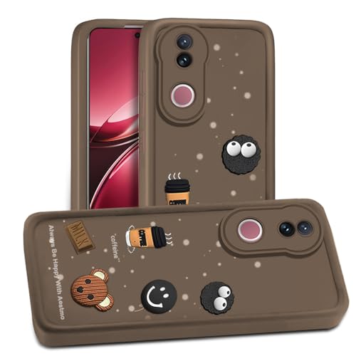 Image of AESTMO Back Case Cover for iQOO Z10R 5G / Vivo V50 / V50e 5G / Vivo T4R 5G | Cute Fun Cartoon 3D Ball | Coffee Silicone Case | Full Body Protection | Camera Protection Back Cover (Brown) | Cute Fun Cartoon