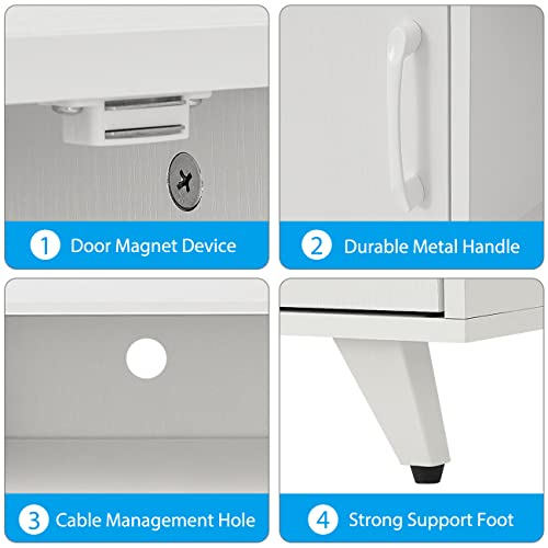 Panana Tv Stand Television Stands Tv Console Unit With Shelf And 2 Doors Storage Cabinets For Living Room Bedroom For Tvs Up To 70 Inches (White) #TOP7