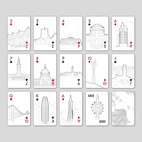 Skyline Chess - San Francisco Playing Cards, Black and White, 8.9x5.7cm - Image 2