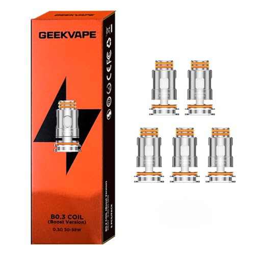 GEEKVAPE B 0.3ohm Coil (Boost Version) for Geekvape Aegis Boost 3, Aegis Hero 5, M100, B100, B60, Z Nano MTL Tank, H45/H45 Classic Kit (5pcs) Sans nicotine