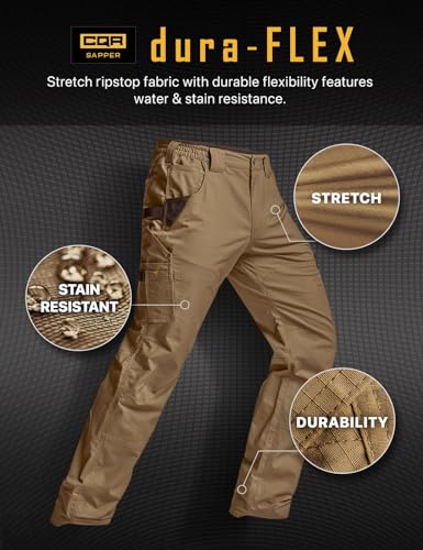 Image of CQR Men's Quick Dry Work Pants, Water Resistant Outdoor Tactical Pants, Lightweight Stretch Cargo Hiking Pants