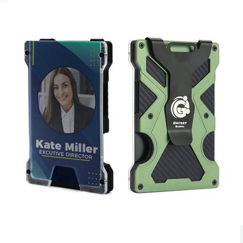 Generic Griyeet Global Ultra Thin Titanium Carbon Fiber Slim Tactical RFID Wallet for Men - Minimalist Design with Aluminum Money Clip & Credit Card Holder - Green Metal wallets