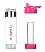 NEW AquaFrut Bottom Loading Fruit Infuser Water Bottle - BPA Free Tritan Plastic - Leak Proof - 24 OZ - Infusion Recipe eBook (Pink)
