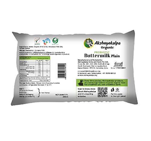 Image of Akshayakalpa Organic Probiotic Buttermilk - Plain 180ml