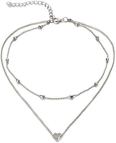 Shining Diva Fashion Stylish Multilayer Chain Pendant Necklace for Women and Girls (12397np), silver
