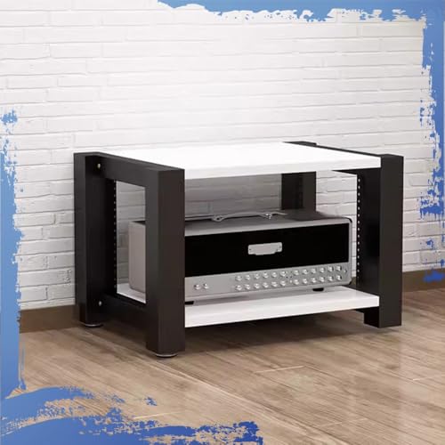 Support multimédia AV en bois blanc meuble stéréo réglable 61 cm - 2