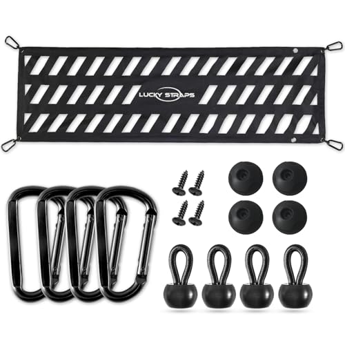 Lucky Straps Tailgate Net for Pickup Truck Bed 60 x 18 Heavy Duty Cargo Netting for Full Size Truck Easy-to-use Mesh for Chevrolet Ford Toyota GMC Jeep (Black)