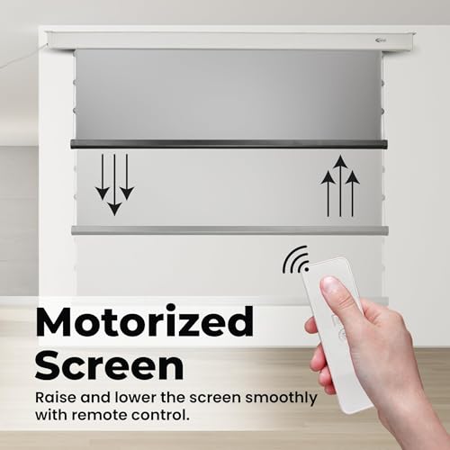 Image of Otek M65 65 Inch Motorized Projector Screen 16:9 ALR Fabric Gain 1.8 Wall Mount Electric Screen with Wireless Remote Ambient Light Rejecting Front Projection Compatible