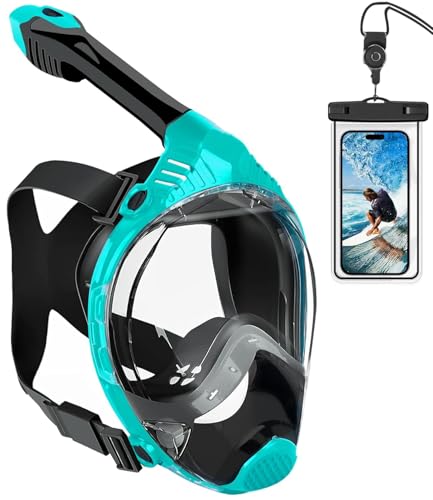 #VerdientProvisionen<br>Vollgesichts Schnorchelmaske für Erwachsene 180 Grad HD Panoramablick Tauchmaske mit wasserdichter Handytasche Anti Leck und Anti Beschlag frei atmen geeignet für Männer/Frauen L/XL