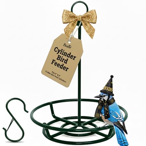 Cylinder Bird Feeder Holder - Feeders for Outdoors Hanging - Holds Bird Seed Cylinders with Hole, Logs, & Birdseed Cakes up to 6' Diameter - Includes O-Ring & Locking S Hook - Cylinder Sold Separately