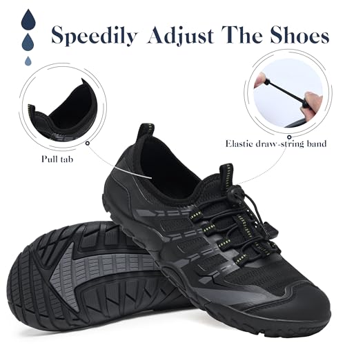 Image of SOBASO Water Shoes Women Men Hiking Dry Aqua Beach Swim Surf Shoes for Outdoor Fish Hiking Pool Black