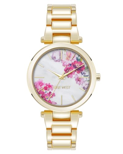 Nine West NW/3222WTGB Floral Dial Bracelet Watch
