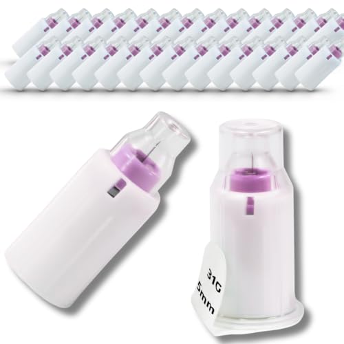 ONE-Care Safety Pen Tips - Rozmiar 31 x 5 mm - Ultracienkie końcówki Micro Pen z uszczelką i pokrywą - Uniwersalny krój - Zestaw 100