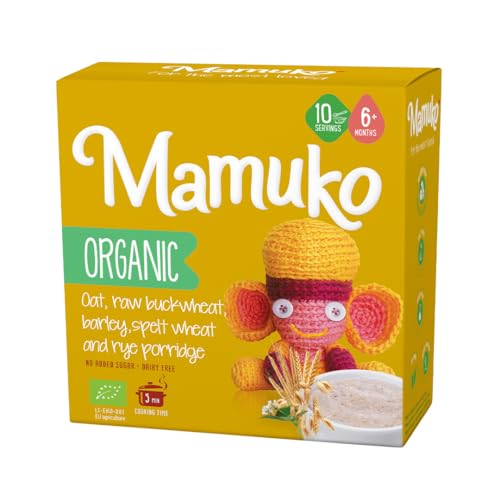 MAMUKO Organic Porridge - Multi Grain porridge Blend of Oats, Bright Buckwheat, Barley, Spelt, Rye & Grits - High Fiber porridge No Added Sugar, Milk & Preservatives -Organic porridge with 10 Servings