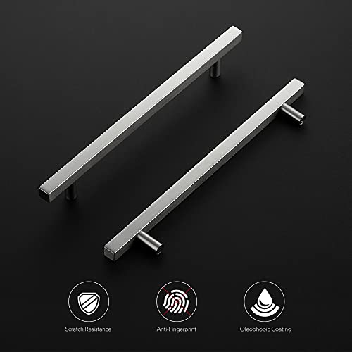 Image of Ravinte 10 Pack 7-1 /2 Inch Cabinet Pulls Brushed Nickel Sqaure Kitchen Cabinet Handles Silver Cabinet Hardware Stainless Steel Drawer Pulls 10 Inch Overall Length with Mounting Template