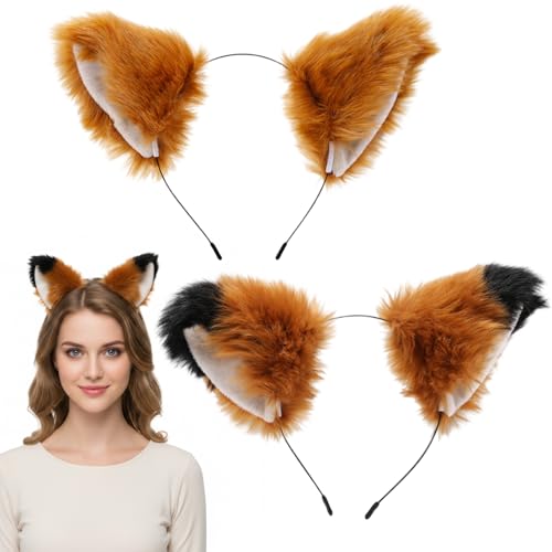 Fox Ears Fox Ears and Tail Furry Ears and Tail Set Furry Head Cat Ears Costume Accessories for Themed Events and Cosplay Soft Material with Adjustable Headband Realistic Design for Various Occas