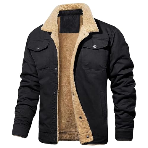 Manteau en laine pour homme couleur café M veste de camionneur doublée sherpa ZDJSWJ